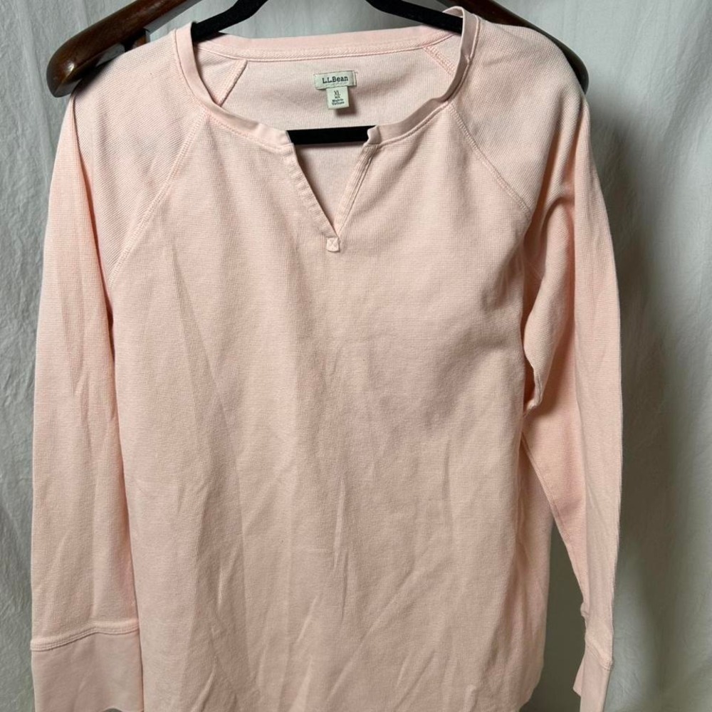 LL Bean‎ Top Womens SizeXL pink Henley Thermal Base Layer Casual